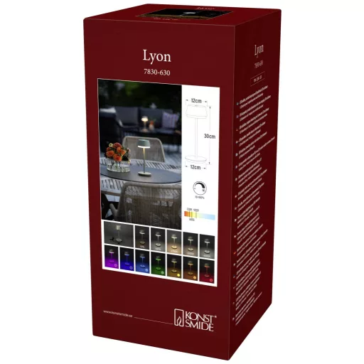 Konstsmide 7830-630 Lyon LED-es akkus asztali lámpa 2.5 W Melegfehér, RGB Zöldes szürke