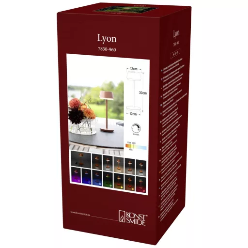 Konstsmide 7830-960 Lyon LED-es akkus asztali lámpa 2.5 W Melegfehér, RGB Terrakotta