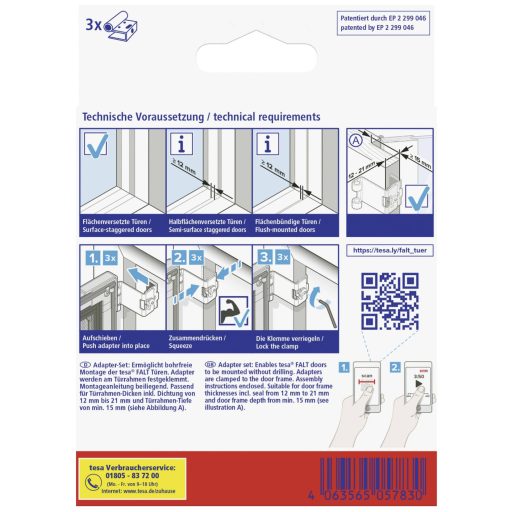 tesa 55419-01-00 Falt Légyfogó rács adapter készlet Alkalmas Tesa Tesa Fliegengitter 1 db