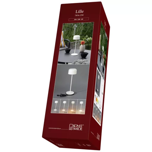 Konstsmide 7834-250 Lille LED-es akkus asztali lámpa 3.5 W Melegfehér Fehér