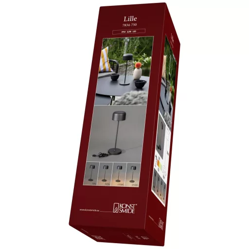 Konstsmide 7834-750 Lille LED-es akkus asztali lámpa 3.5 W Melegfehér Fekete