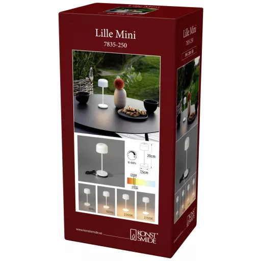 Konstsmide 7835-250 Lille LED-es akkus asztali lámpa 2.2 W Melegfehér Fehér