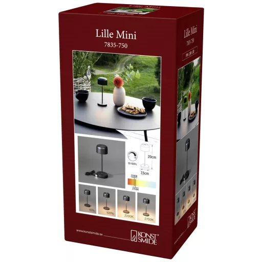 Konstsmide 7835-750 Lille LED-es akkus asztali lámpa 2.2 W Melegfehér Fekete