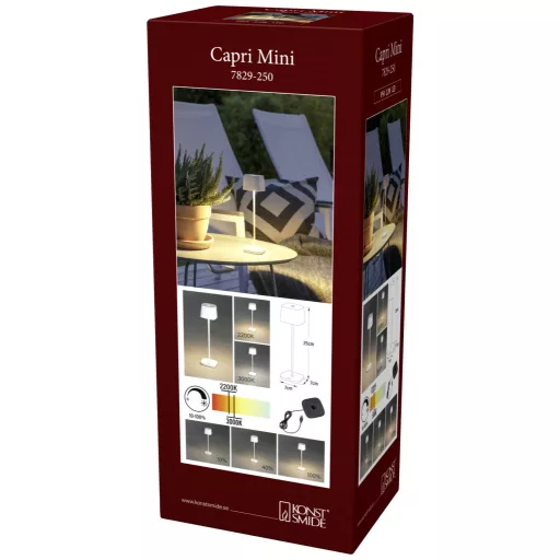 Konstsmide 7829-250 Capri LED-es akkus asztali lámpa 2.2 W Melegfehér Fehér