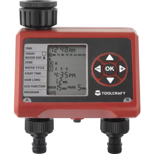 Kerti vízcsapra szerelhető 2-as öntözésvezérlő, öntözőkomputer, Toolcraft TO-7141443