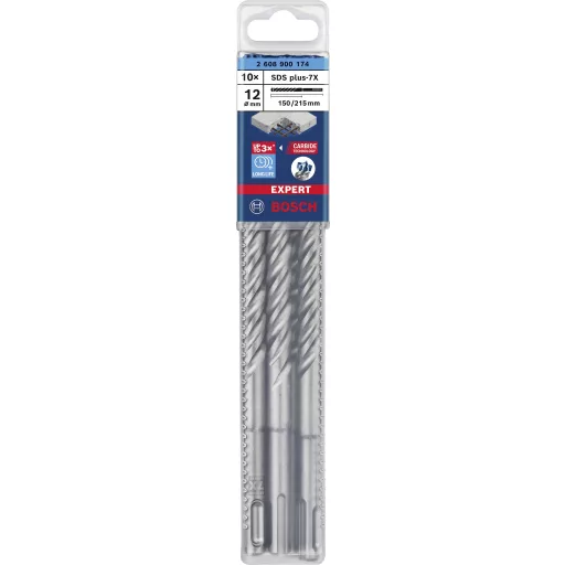 Bosch Accessories EXPERT SDS plus-7X 2608900174 Kalapácsfúró 10 részes 12.00 mm Teljes hossz 215 mm SDS-Plus 10 db