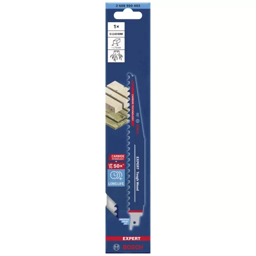 Bosch Accessories 2608900403 SZAKÉRTŐ Tough Wood S 1142 KHM forgó fűrészlap, 1 db Fűrészlap hossz 225 mm 1 db