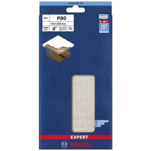 Bosch Accessories EXPERT M480 2608900761 Csiszolóháló rezgő csiszolóhoz Lyuk nélküli Szemcsézet 80 (H x Sz) 230 mm x 115 mm 10 db