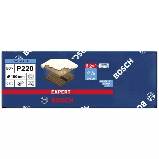 Bosch Accessories EXPERT C470 2608901142 Excenter csiszolópapír Lyukas Szemcsézet 220 (Ø) 150 mm 50 db