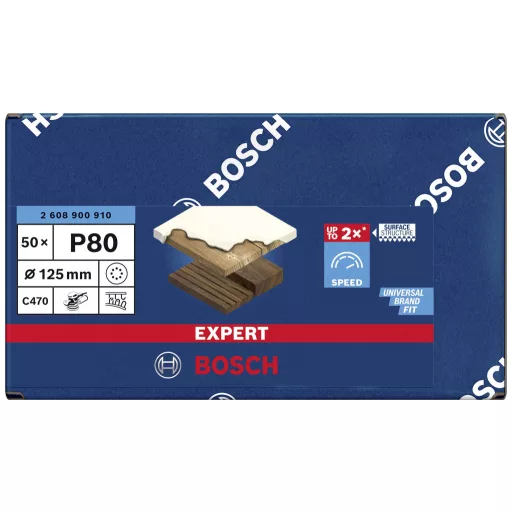 Bosch Accessories EXPERT C470 2608900910 Excenter csiszolópapír Lyukas Szemcsézet 80 (Ø) 125 mm 50 db