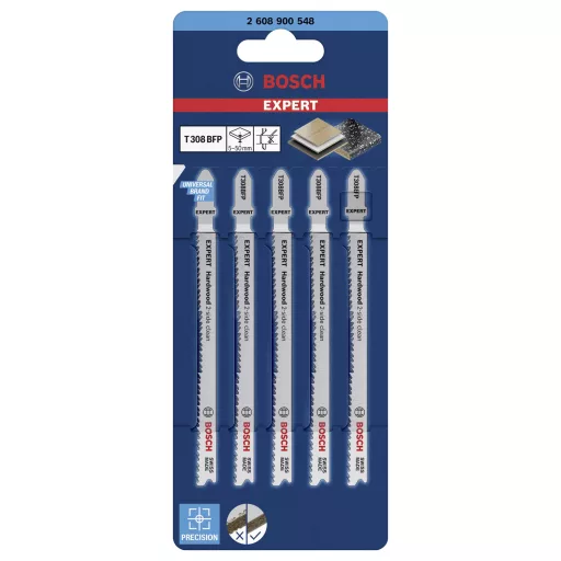 Bosch Accessories 2608900548 SZAKÉRTŐ Hardwood 2-old clean T 308 BFP kirakós penge, 5 db 5 db