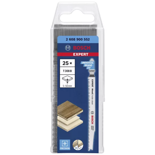 Bosch Accessories 2608900552 SZAKÉRTŐ Wood 2-old clean T 308 B szúrófűrészlap, 25 db 25 db
