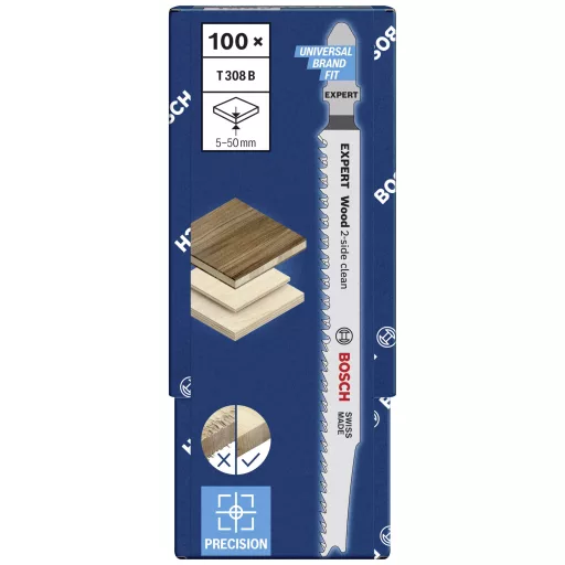 Bosch Accessories 2608900553 SZAKÉRTŐ Wood 2-old clean T 308 B szúrófűrészlap, 100 db 100 db