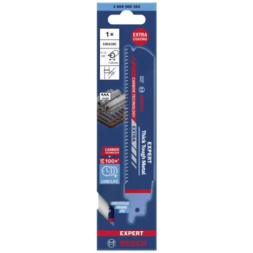 Bosch Accessories 2608900365 EXPERT ‘Thick Tough Metal’ S 955 CHC Säbelsägeblatt, 1 Stück Fűrészlap hossz 150 mm 1 db
