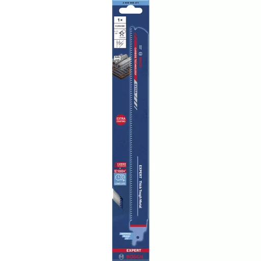 Bosch Accessories 2608900371 EXPERT ‘Thick Tough Metal’ S 1255 CHC Säbelsägeblatt, 1 Stück Fűrészlap hossz 300 mm 1 db