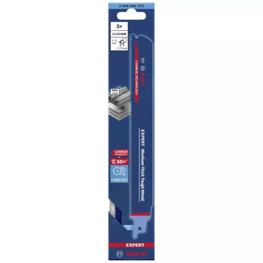 Bosch Accessories 2608900375 EXPERT Közepesen vastag kemény fém S 1155 HHM forgó fűrészlap, 3 db Fűrészlap hossz 225 mm 3 db