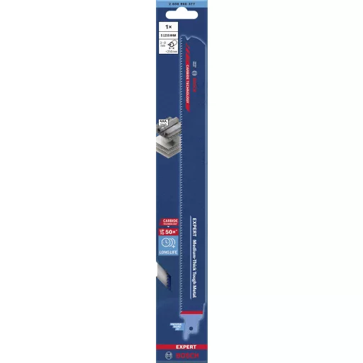 Bosch Accessories 2608900377 SZAKÉRTŐ Közepesen vastag kemény fém S 1255 HHM dugattyús fűrészlap, 1 db Fűrészlap hossz 300 mm 1 db