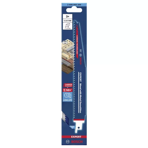 Bosch Accessories 2608900399 EXPERT Fa fémbontással S 1167 XHM Sabre fűrészlap, 3 db Fűrészlap hossz 225 mm 3 db