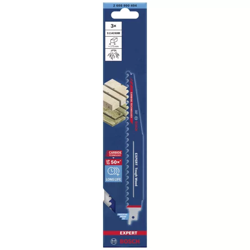 Bosch Accessories 2608900404 SZAKÉRTŐ Tough Wood S 1142 KHM forgó fűrészlap, 3 db Fűrészlap hossz 225 mm 3 db