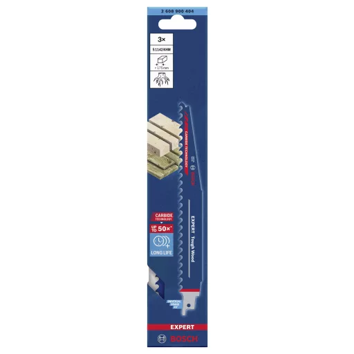 Bosch Accessories 2608900404 SZAKÉRTŐ Tough Wood S 1142 KHM forgó fűrészlap, 3 db Fűrészlap hossz 225 mm 3 db