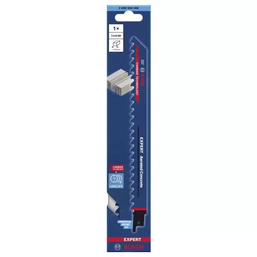 Bosch Accessories 2608900408 SZAKÉRTŐ Gázbeton S 1141 HM dugattyús fűrészlap, 1 db Fűrészlap hossz 225 mm 1 db