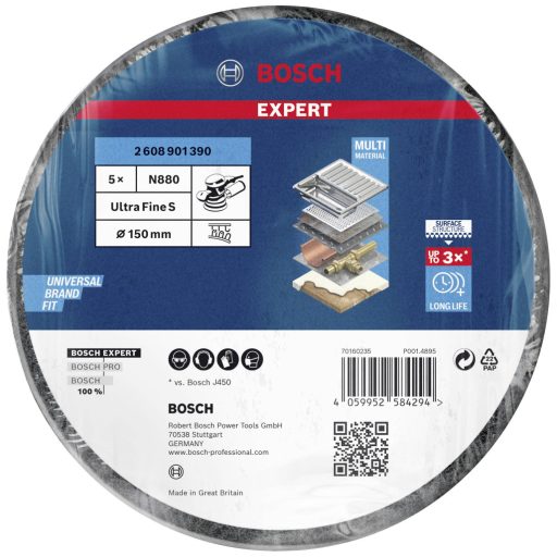 Bosch Accessories 2608901390 EXPERT N880 polár korong különc csiszolóhoz, 150 mm, finom, 5 részes. 5 db