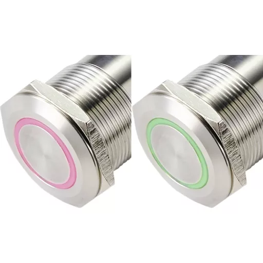 TRU COMPONENTS TC-9554800 Érzékelős kapcsoló 24 V 0.5 A 1 x KI/BE Reteszelő Zöld, Piros (Ø) 25 mm IP65 1 db