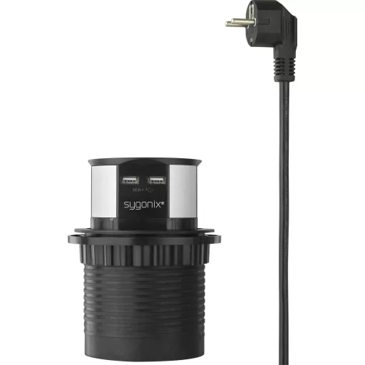 Sygonix SY-4780156 Elosztó torony Fekete, Ezüst Védőérintkezős 1 db