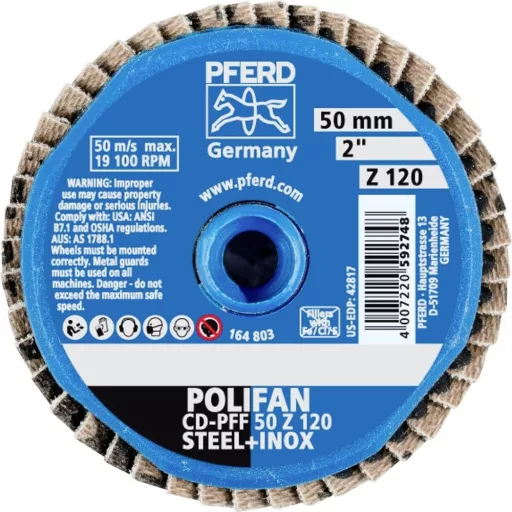 PFERD TOOLS 42719512 CD PFF 50 Z 120 Felületcsiszoló korong Ø 50 mm kobalt alapú ötvözet, Bronz, Titán, Vörösréz, Sárgaréz, Nemesacél, szürke-/gömbölyű