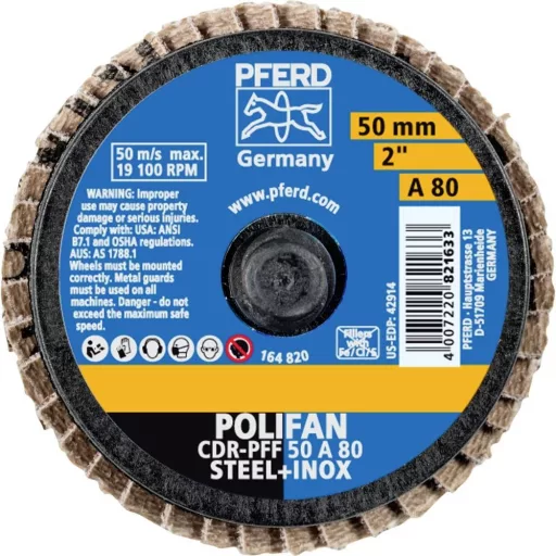 PFERD TOOLS 47202090 CDR PFF 50 A 80 Felületcsiszoló korong Ø 50 mm Bronz, Titán, titán ötvözet, Vörösréz, Sárgaréz, Nemesacél, szürke-/gömbölyű öntöttvas,