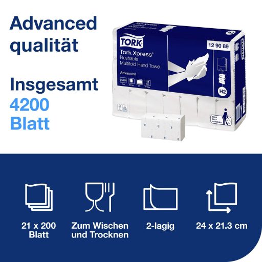 TORK 129089 Xpress® Papír kéztörlők (H x Sz) 24 cm x 21.3 cm Fehér 21 db