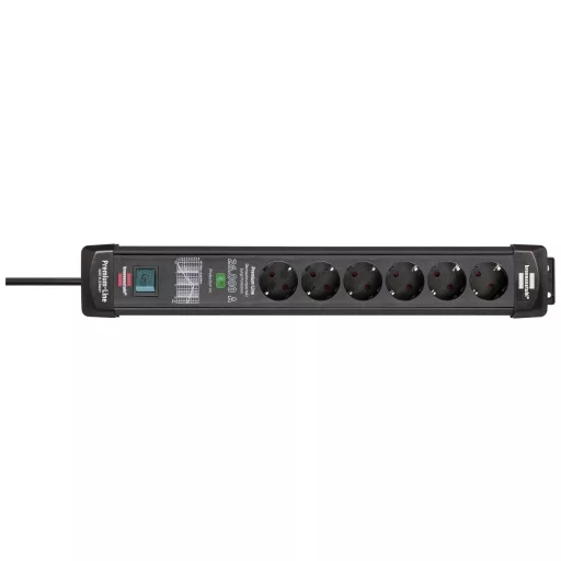 Brennenstuhl 1951160400 Túlfeszültség ellen védő elosztó 6 részes Fekete Védőérintkezős 1 db