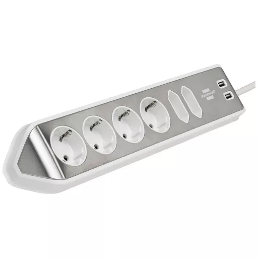 Brennenstuhl 1153590620 Asztali dugalj Ezüst, Fehér Védőérintkezős 1 db