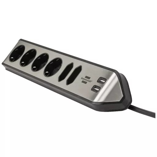 Brennenstuhl 1153590610 Asztali dugalj Ezüst, Fekete Védőérintkezős 1 db