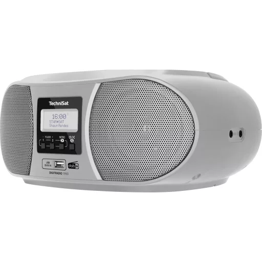 TechniSat DIGITRADIO 1990 CD-s rádió DAB+, URH AUX, Bluetooth®, CD, USB Akkutöltő funkció, Ébresztő funkció Ezüst