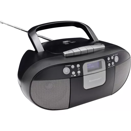 soundmaster SCD7800SW Kazettás rádió DAB+, URH AUX, CD, Kazetta, USB Ébresztő funkció Fekete