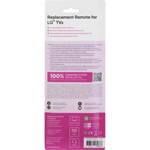 One For All LG 2.0 LG Távirányító Fekete