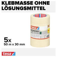   tesa Economy 55349-00000-00 Festő védőszalag Fehér (H x Sz) 50 m x 30 mm 5 db