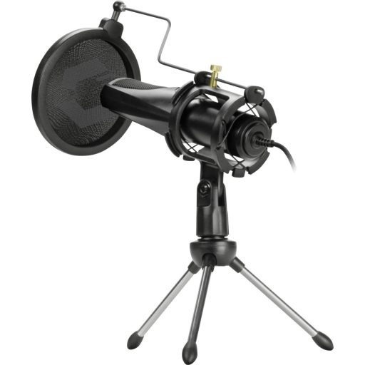 SpeedLink AUDIS Beszéd mikrofon Fekete USB, Vezetékes Vezetékkel, Állvánnyal, Szélvédővel, Talp