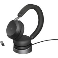   Jabra Evolve2 75 Over Ear headset Vezetékes Fekete Elemtöltés kijelzés, Mikrofon némítás Telefon