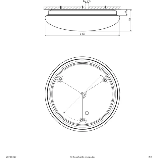 EVN L360180125BM EVN Lichttechnik LED-es mennyezeti lámpa mozgásjelzővel 18 W Fehér
