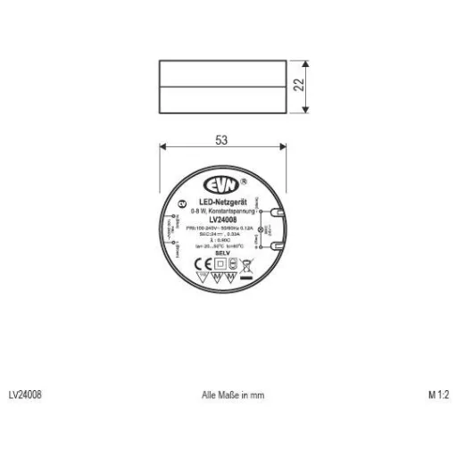 EVN LV24008 LED transzformátor Állandó feszültségű 24 V/DC 1 db