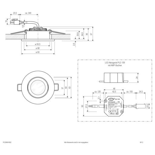 EVN PC20N91602 PC20N91602 LED-es beépíthető lámpa LED Fixen beépített LED-es 8.4 W Antracit