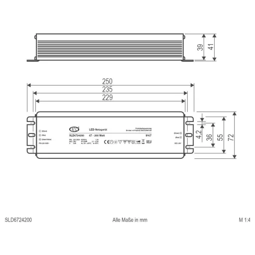 EVN SLD6724200 LED transzformátor Állandó feszültségű 24 V/DC Dimmelhető 1 db