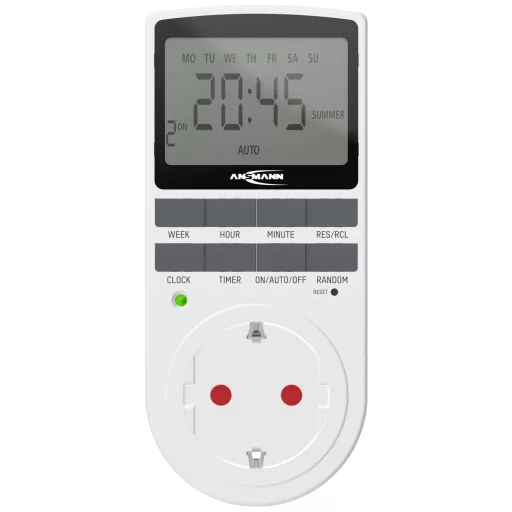 Ansmann 1260-0006 Időkapcsoló óra programozó csomag Digitális Napi program, Heti program 3680 W IP20 Folyamatos üzem, BE/AUTO/KI program, Programozás funkció,