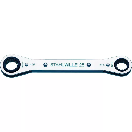 Stahlwille 41563234 25AN 1/2 X 9/16 RATSCHENRINGSCHLUESSEL Kettős kilincses csavarkulcs készlet Kulcsszélesség (coll) 1/2 - 9/16