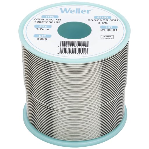Weller T0051386199 Forrasztóón, ólommentes Tekercs, Ólommentes Sn3,0Ag0,5Cu 500 g 1.20 mm