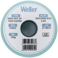   Weller T0051402599 Forrasztóón, ólommentes Tekercs, Ólommentes Sn3,0Ag0,5Cu 100 g 0.8 mm