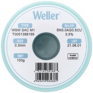   Weller T0051388199 Forrasztóón, ólommentes Tekercs, Ólommentes Sn3,0Ag0,5Cu 100 g 0.30 mm