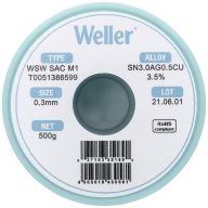   Weller T0051386599 Forrasztóón, ólommentes Tekercs, Ólommentes Sn3,0Ag0,5Cu 500 g 0.30 mm